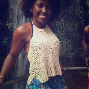 Crocheted, Halter Top w/ Side Slits